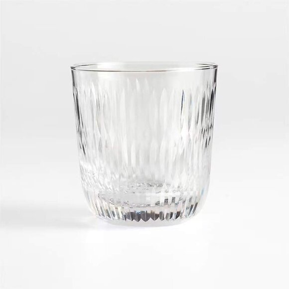 Discontinued Gently Used CB2 Niels 8-Oz Cut Glass Etched Double Old Hashion Glas - Picture 3 of 6
